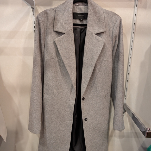 Vero Moda Women's Wool Light Grey Trench Coat. - Picture 4 of 16